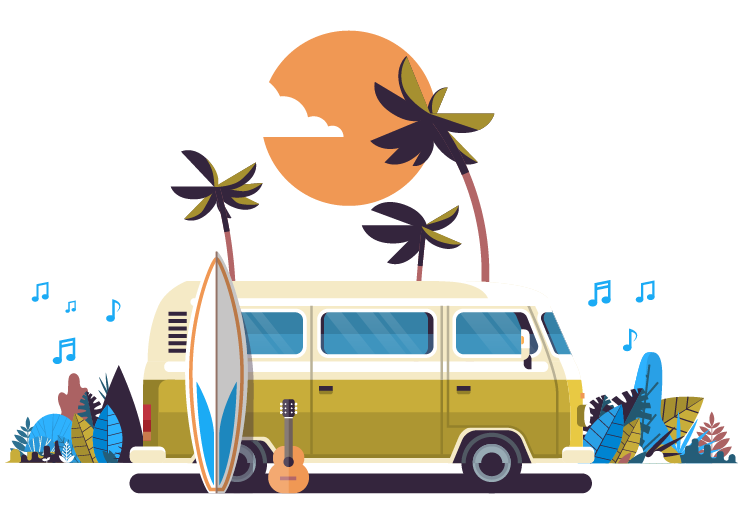 日暮れの海辺に停まる車